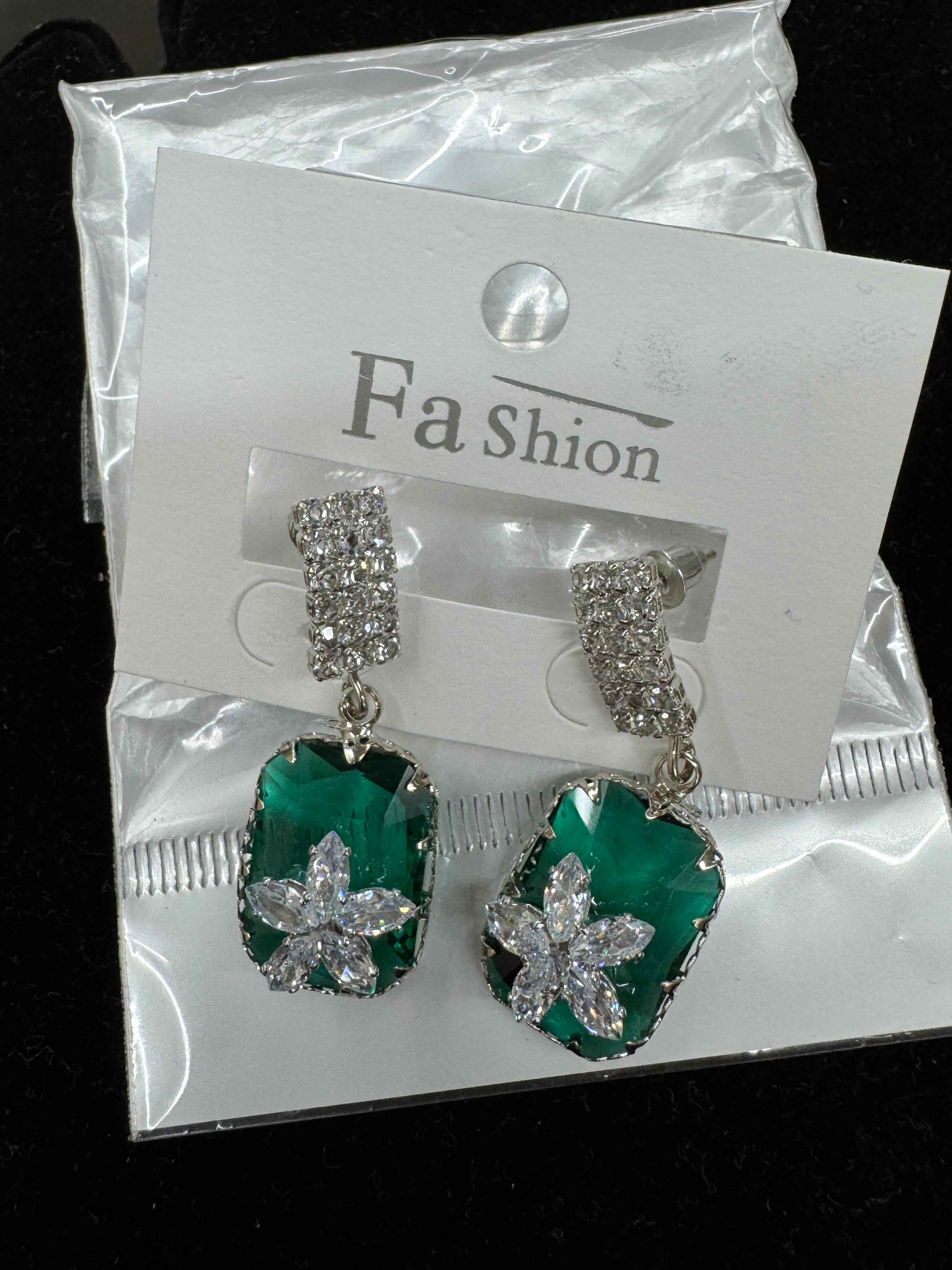 Emerald Green Crystal Earrings for Women