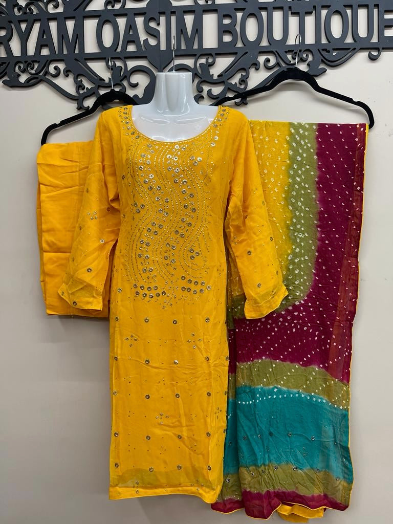 3PC MUKESH OUTFIT CHIFFON