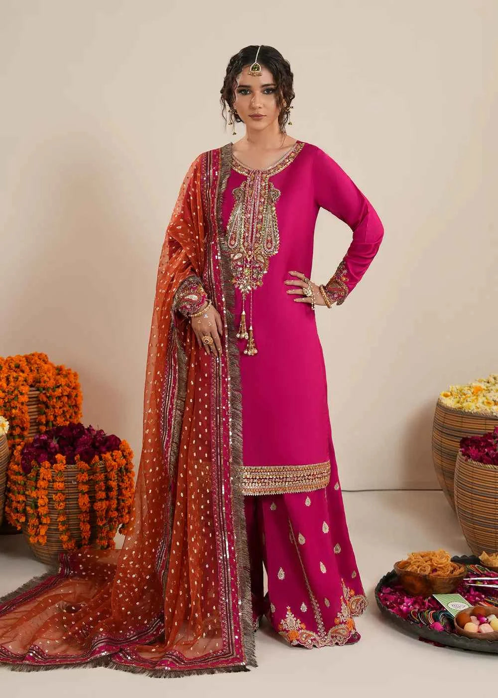Fuchsia Raw Silk Sharara Suit – Zarqun Pakistani Formal Wear Canada