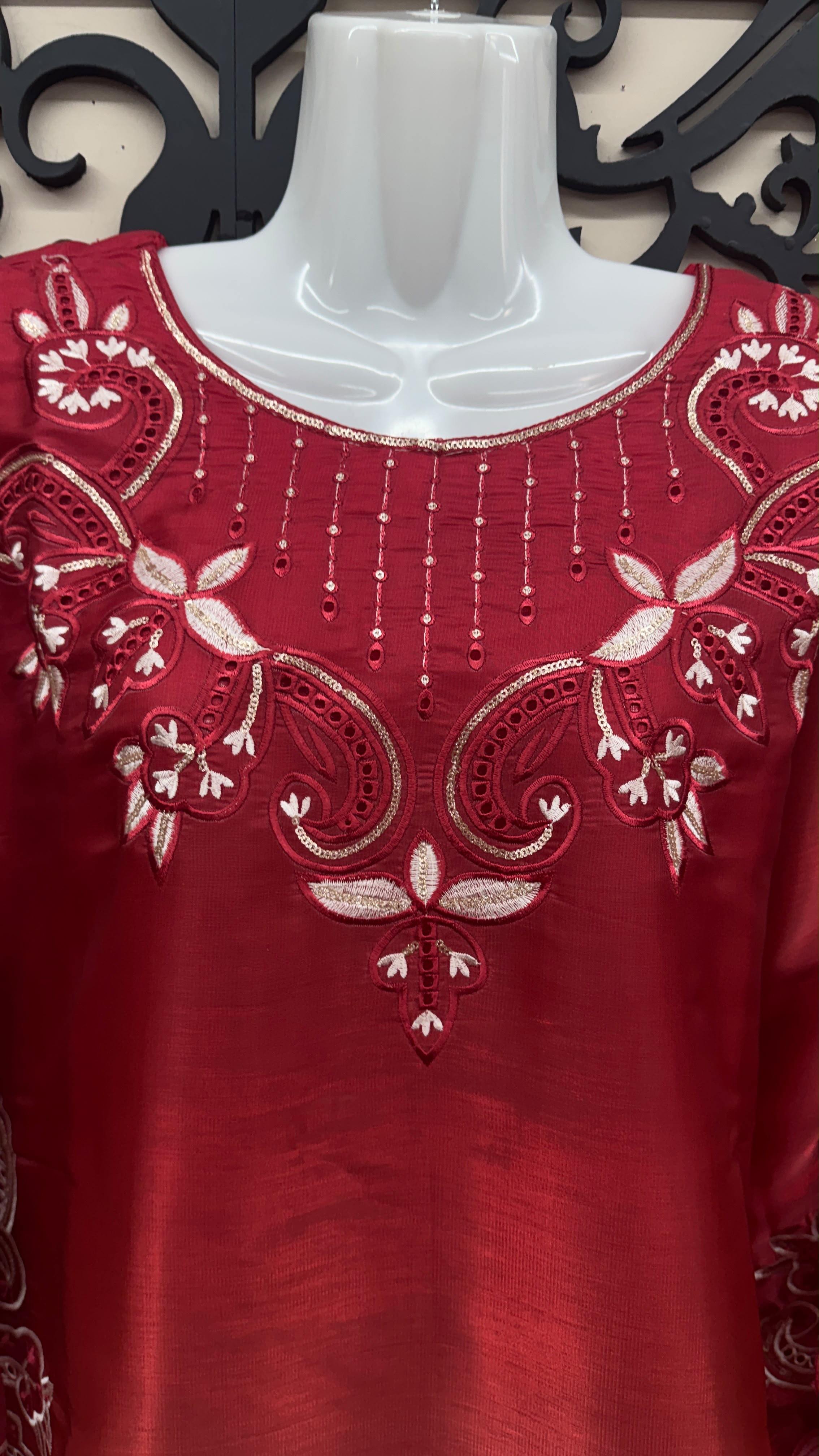 Full embroidered Pakistani 3-piece formal suit with cutwork dupatta
