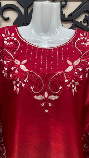 Full embroidered Pakistani 3-piece formal suit with cutwork dupatta