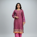 2 Pcs Lawn Printed Suit for Women – Shirt with Embroidered Sleeves & Plain Trouser