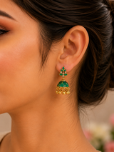 Green Traditional Mini Jhumki Earrings