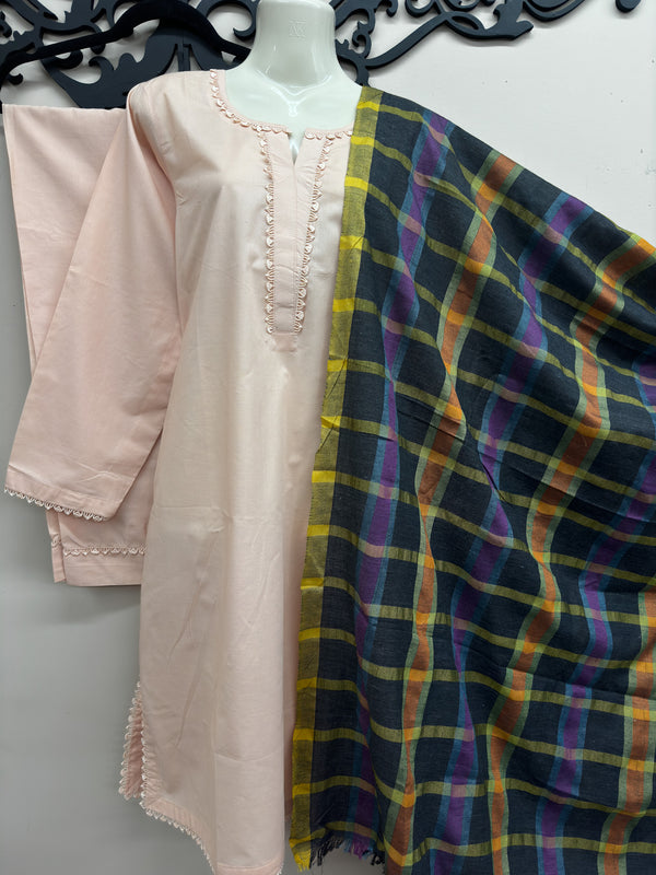 Soft Cotton 3-Piece Ensemble (Light Peach)