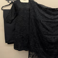 Black Chiffon Embroidered 3-Piece Outfit - Classic Elegance for All Seasons