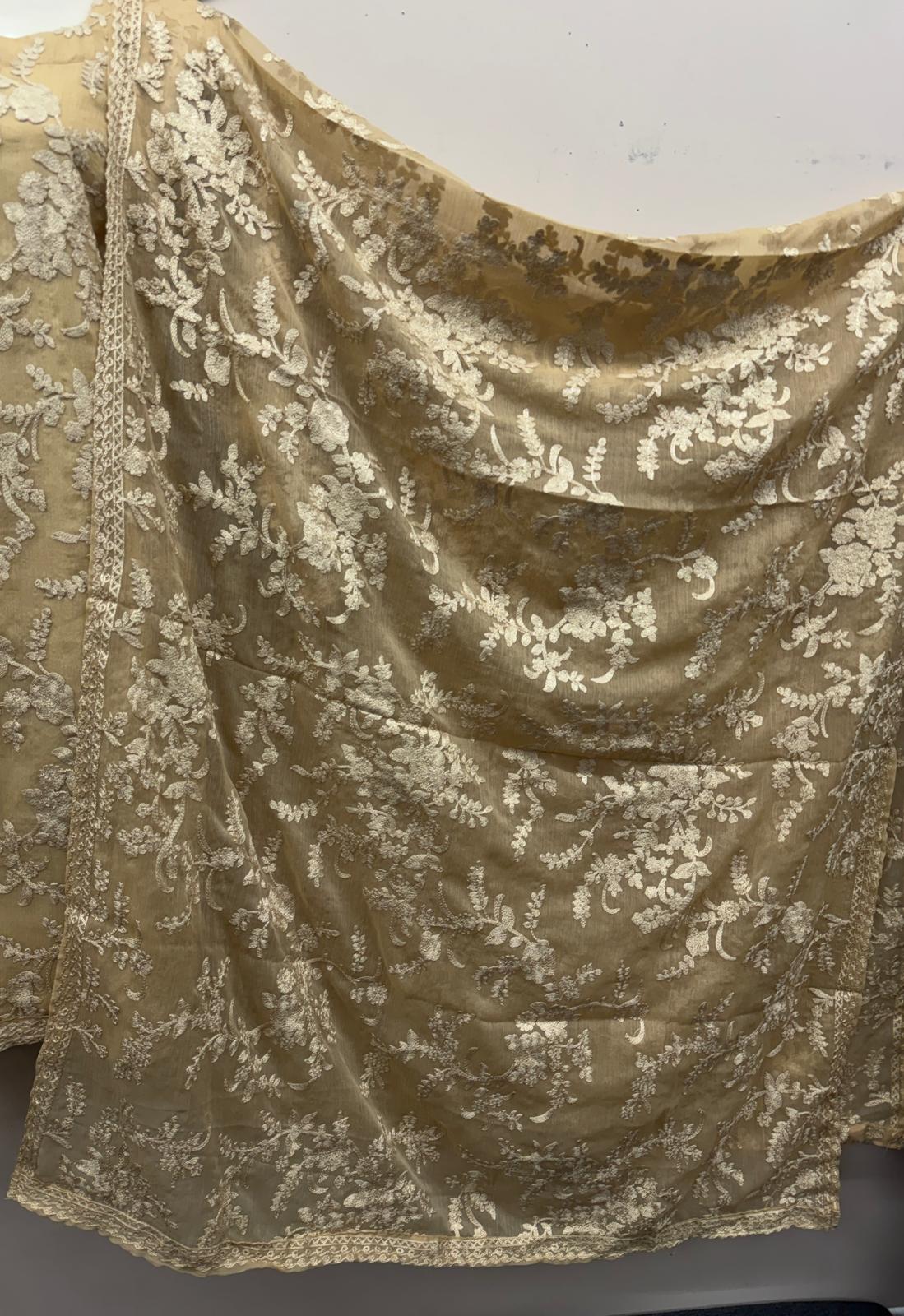 Chiffon Embroidered 3-Piece Suit - Full Thread Work & Lining