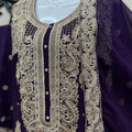 Purple 3-Piece Chiffon Embroidered Outfit