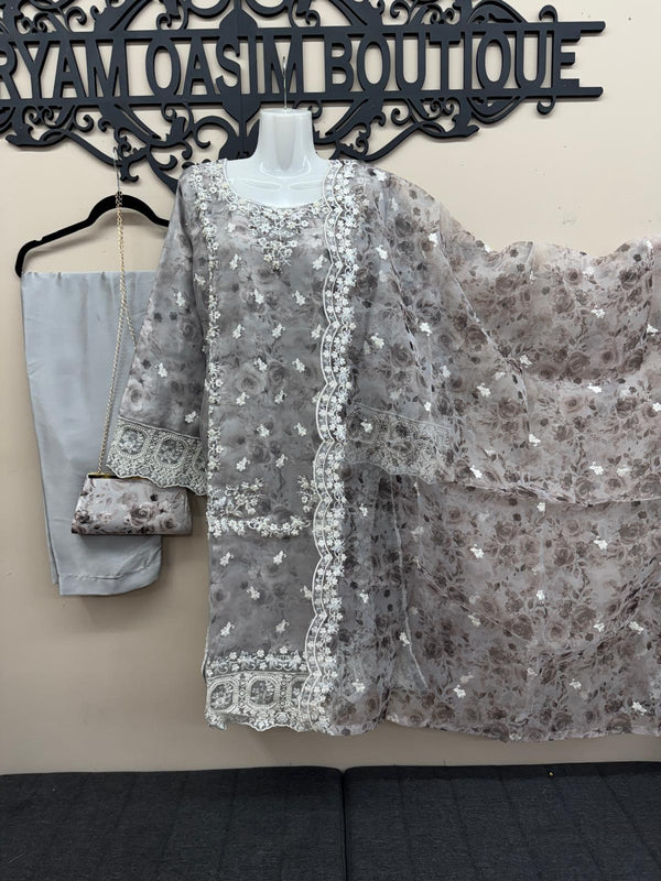 Timeless 4-Piece Organza Embroidered Dress
