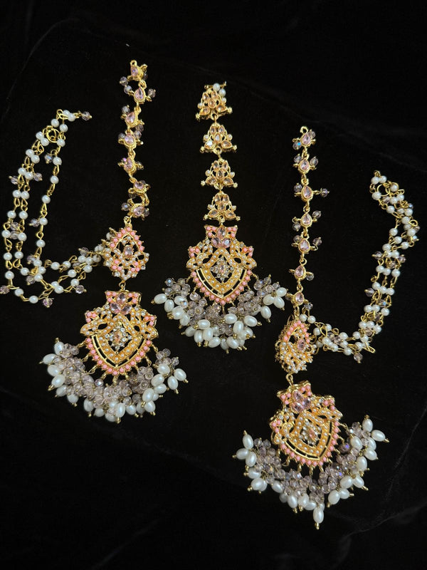 Pearl Earring & Tikka Set with Matching Side Chains