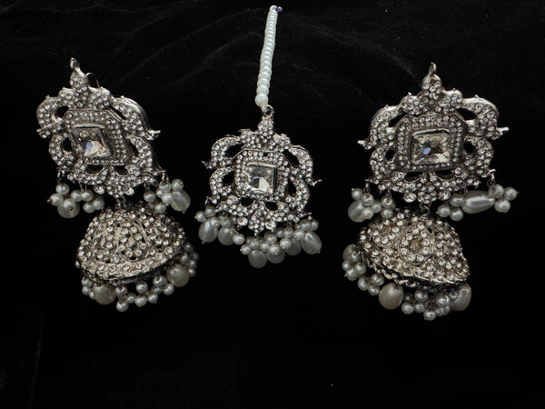 Silver Jhumka & Tikka Set – Elegant Bridal & Festive Jewelry