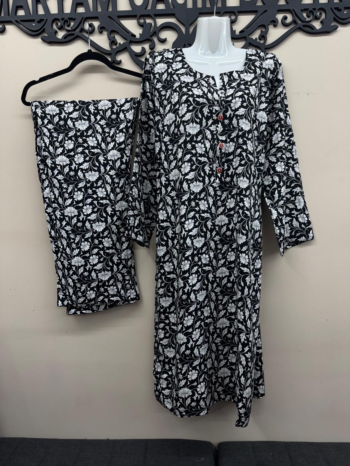 2PC Linen  Suit Women Plain Shirt with Palazzo Pants