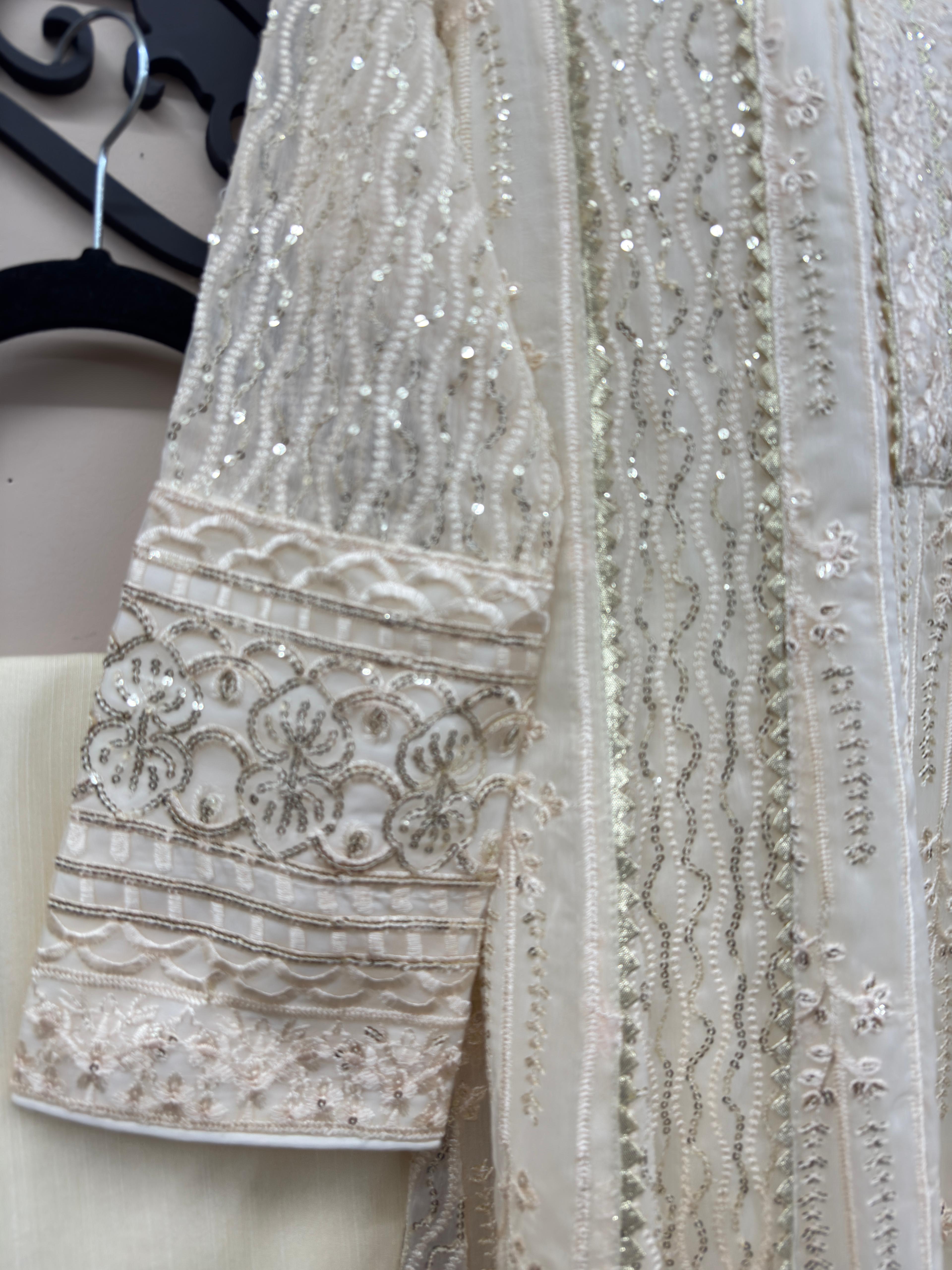 Luxury Full Embroidered Chiffon Maxi Dress 3-Piece Set