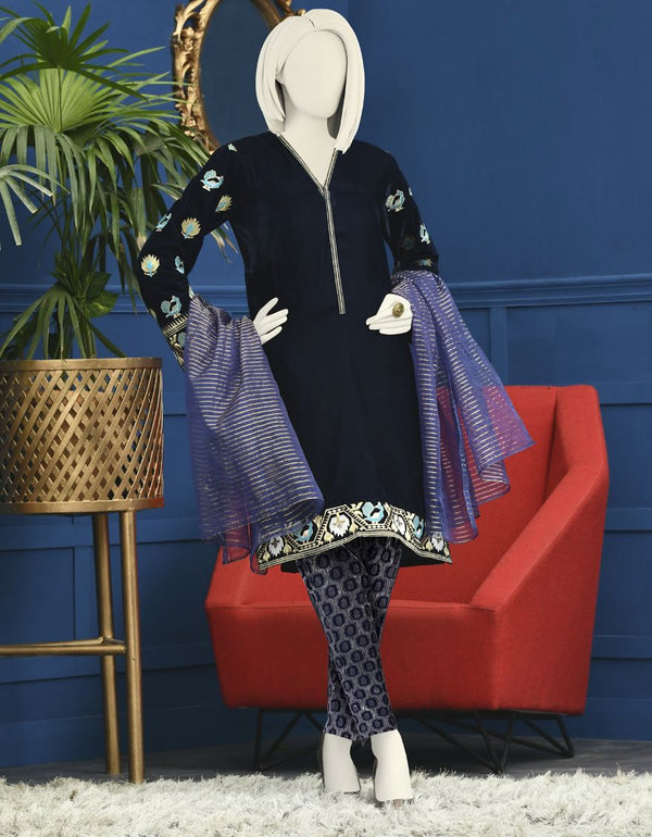 J. VELVET 3PC STITCHED – EMBROIDERED FESTIVE COLLECTION
