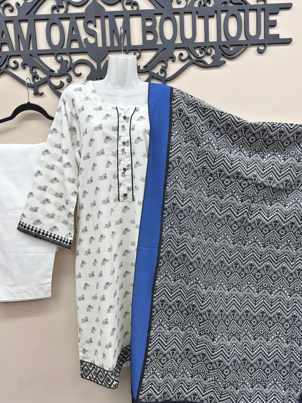J. Original Cotton Jacquard 3 Piece Stitched by Maryam Qasim