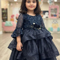 Beautiful Navy Blue Fancy Tail Dress for Baby Girls