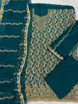 Unstitched 3-Piece Outfit in Turquoise Green