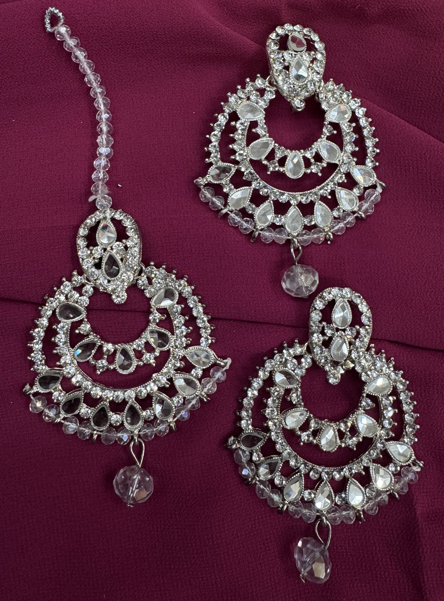 Exquisite Kundan Chandbali Silver Set