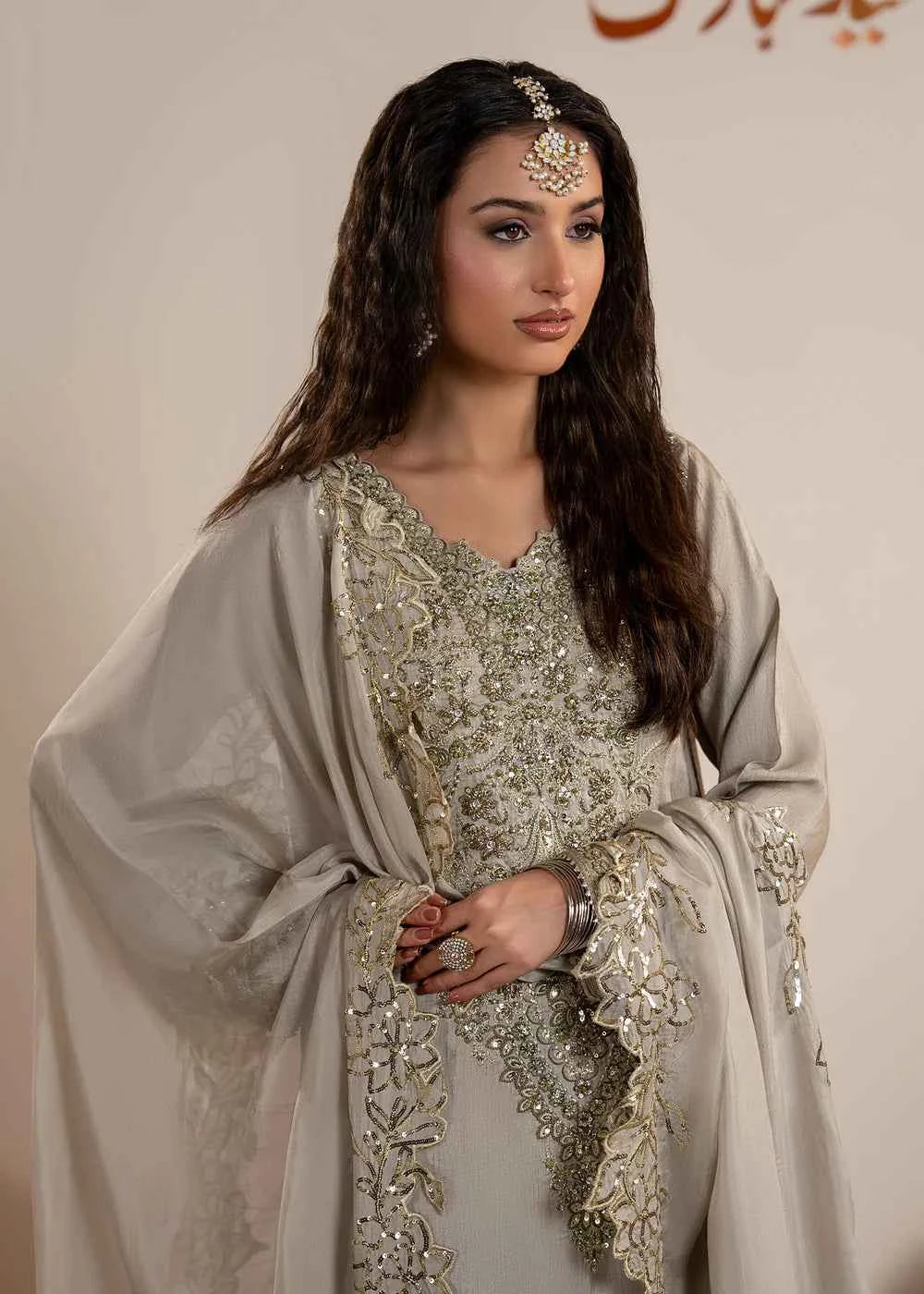 3 pcs Grey Raw Silk Sharara Suit – Zarqun Formal Pakistani Dress Canada