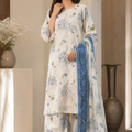Ivory Blue Chiken Kari Embroidered Lawn 3 Piece wear