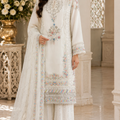 Ivory chiffon embroidered 3 piece Pakistani suit