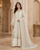 Ivory cream gold embroidered Pakistani 3-piece suit in Canada