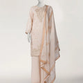 J. Peach Raw Silk Heavy Embroidered 3 Piece Stitched Suit