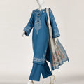 J. Blue Paste Printed Lawn Stitched 3-Piece Suit with Printed Chiffon Dupatta