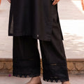 Khaadi black cotton trouser with triangle cutwork hem