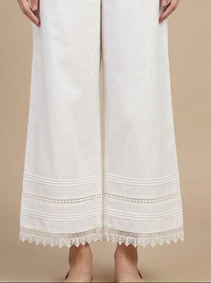 Khaadi off-white cotton wide-leg trouser