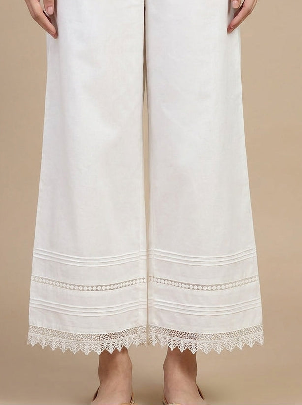 Khaadi off-white cotton wide-leg trouser