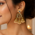 Luxury peacock style golden jhumki earrings for women