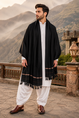 Luxury black pashmina shawl for men by Maryam Qasim Boutique