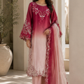 Maroon and blush ombre Pakistani embroidered 3-piece suit