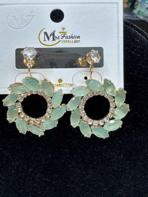 Mint Green Crystal Hoop Earrings for Women