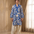 Blue Embroidered Vescos 2-Piece Cord Set with Farshi Shalwar