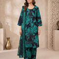 Navy Blue chiken kari Teal Floral Embroidered Lawn 3 Piece Suit with Dupatta