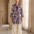 Purple Embroidered Vescos 2-Piece Cord Set with Farshi Shalwar