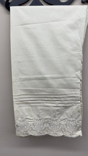Off-white embroidered cotton trouser styled for Pakistani and Indian ethnic wear.