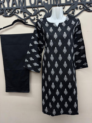 Original Tawakkal black printed lawn 3 piece suit for women with matching dupatta in canada