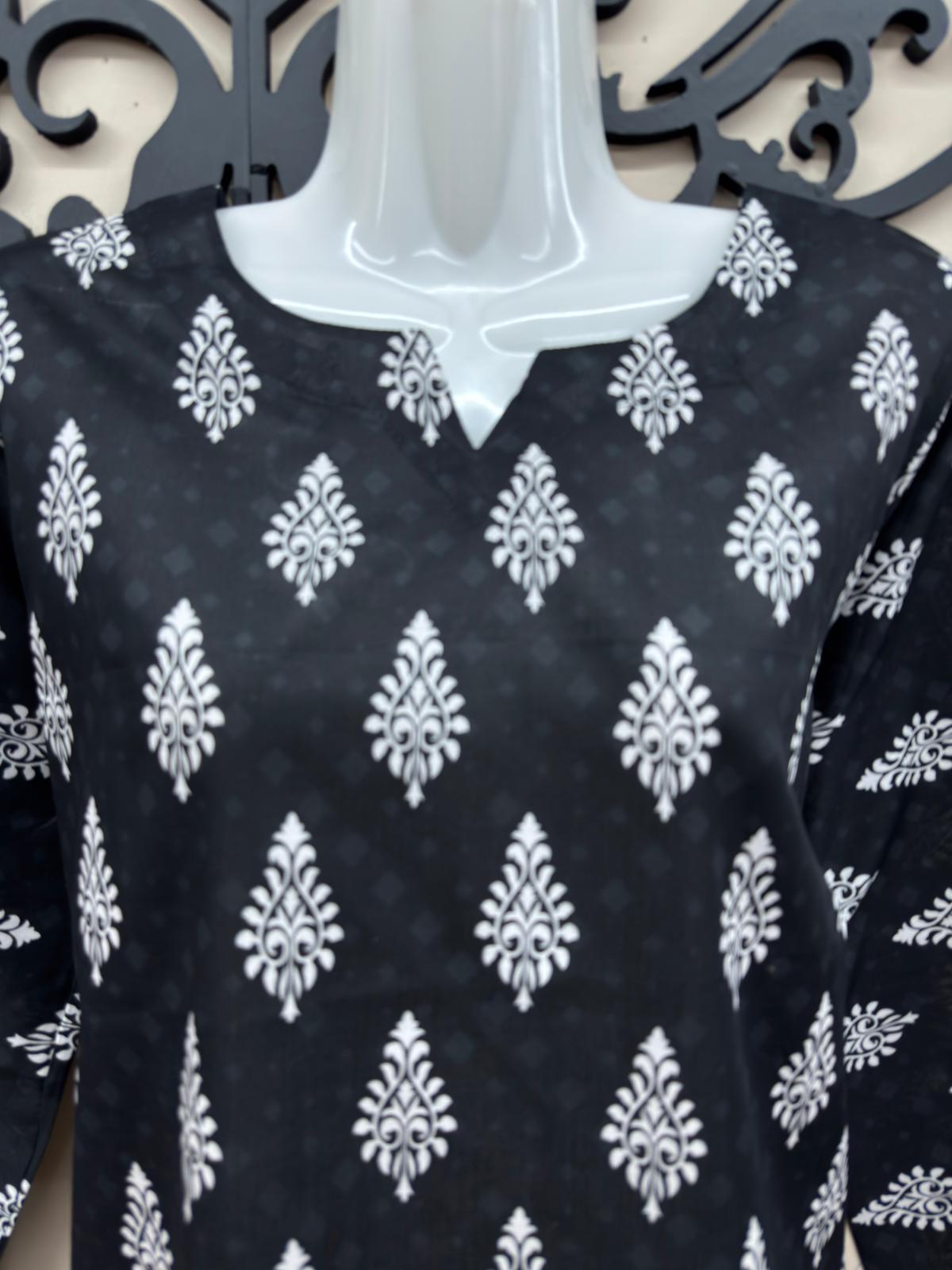 Original Tawakkal black printed lawn 3 piece suit for women with matching dupatta in canada