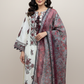 Embroidered Cotton 3 Piece Suit with Printed Chiffon Dupatta