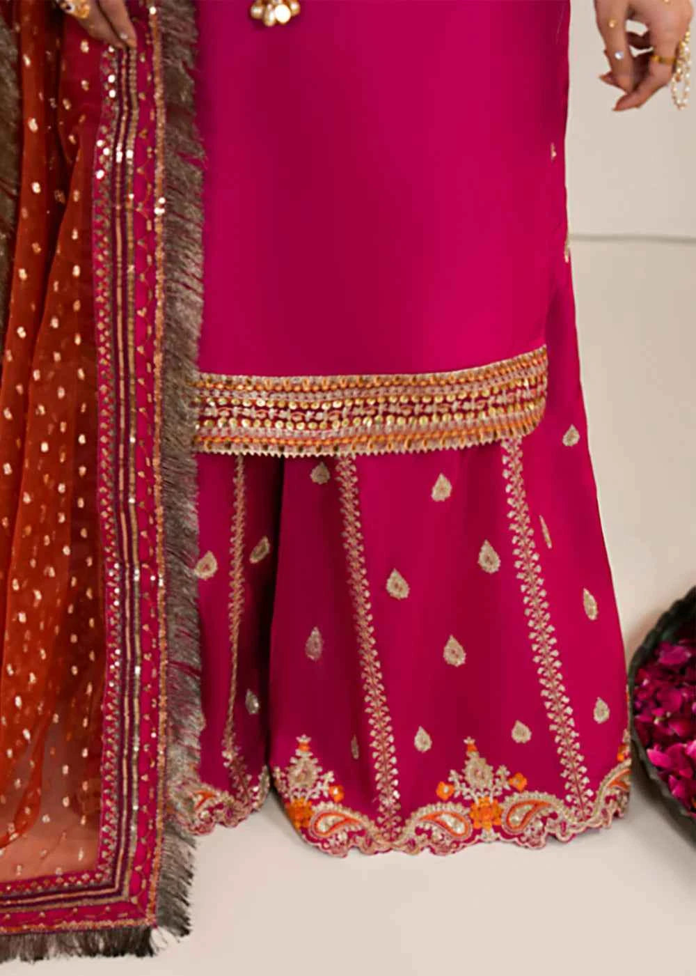 Fuchsia Raw Silk Sharara Suit – Zarqun Pakistani Formal Wear Canada