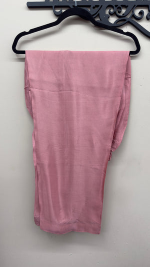 Pakistani embroidered kameez with pink silk trousers and dupatta