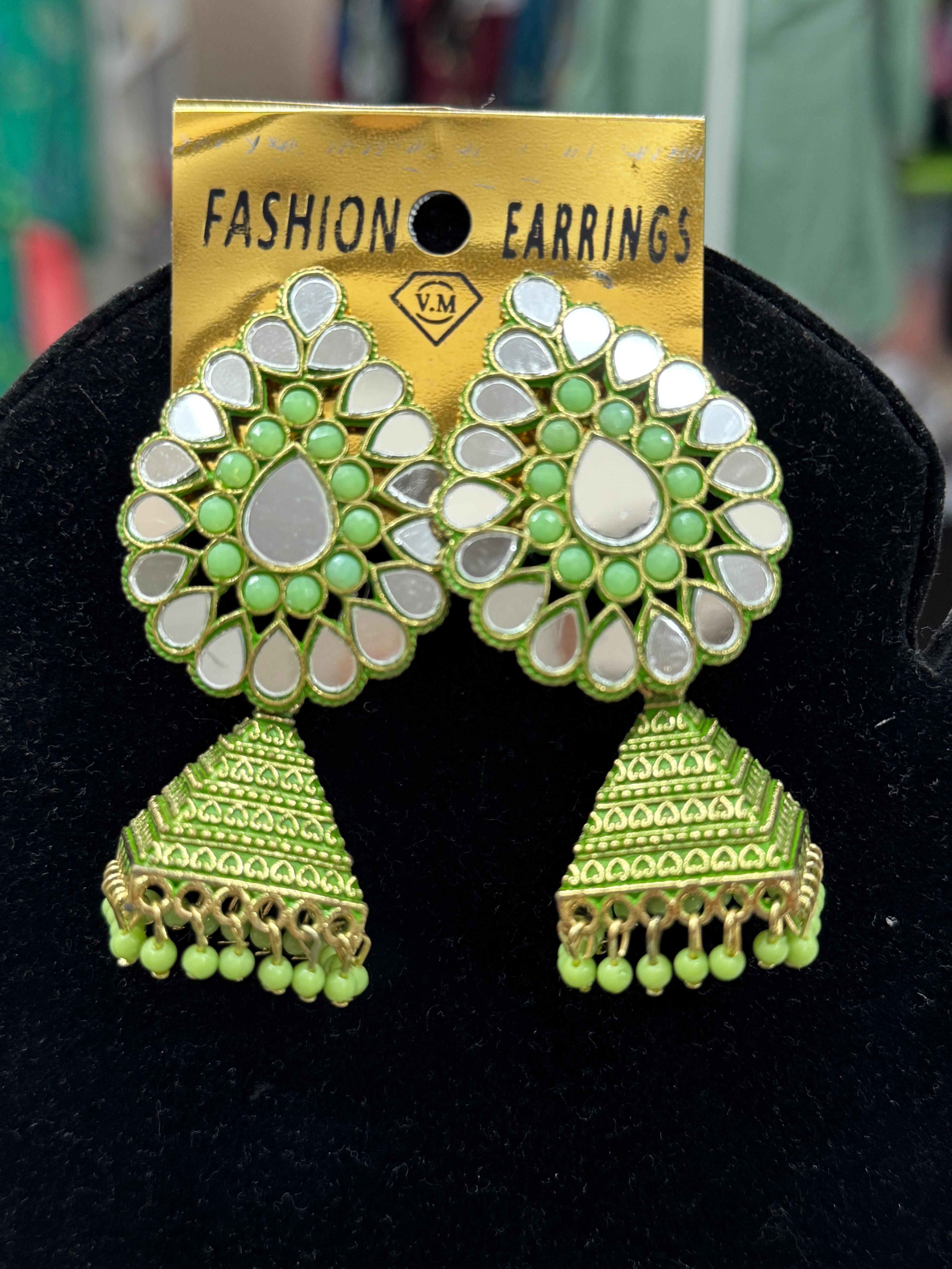 green jhumka earrings Canada
Pakistani green jewelry
ethnic festive earrings