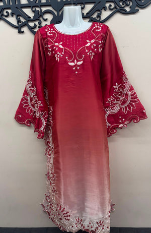 Pakistani wedding wear 3-piece suit with embroidered sheesha silk shirt