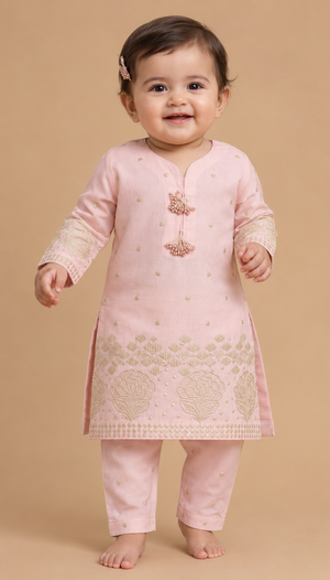 Baby Choice pink embroidered glitter lawn 2 piece suit for baby girls with matching trousers in Canada