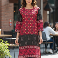 Red lining kurti top for women with stylish casual design by Maryam Qasim Boutique