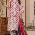 Pink Magenta Chiken Kari Embroidered Lawn 3 Piece Suit with Farshi Shalwar