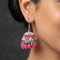 Pink & Silver Jhumka Earrings – Traditional Pakistani Jhumki Jewelry