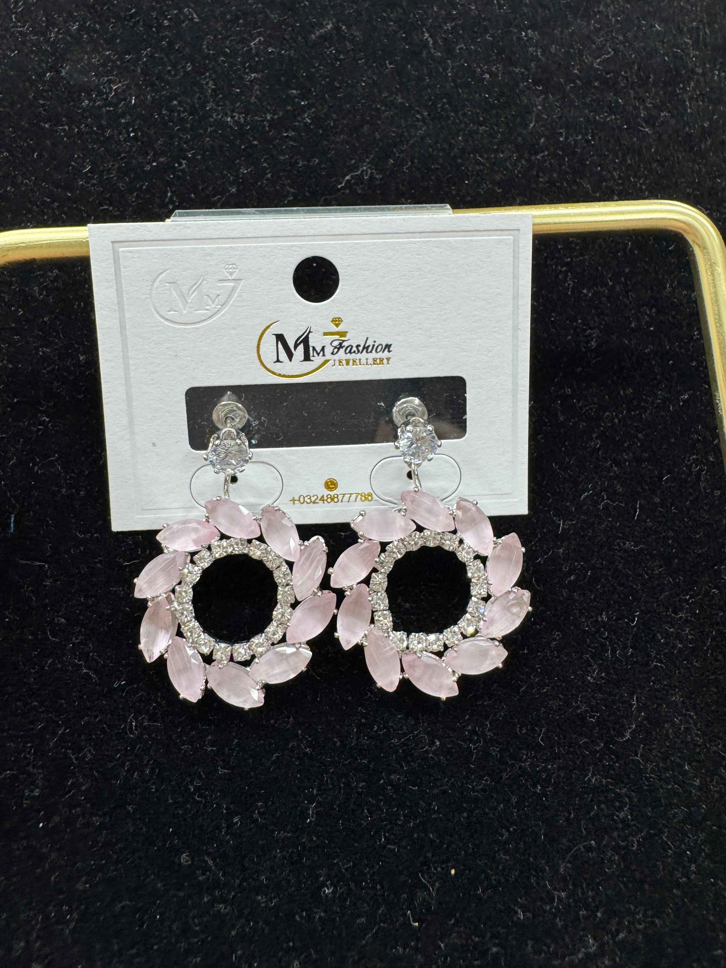 Pink Floral Statement Earrings for Women